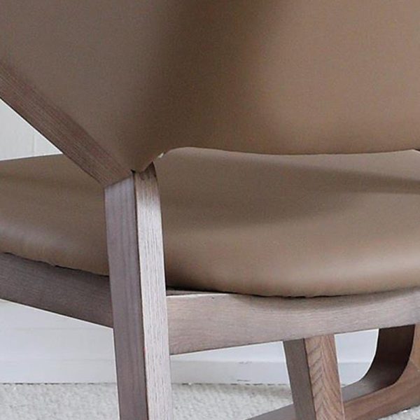 Contemporary Scandinavian Curved Back Microfiber Leather High Resilience Sponge Solid Wood Dining Chair Backrest Armrest For Dining Chair - Image 9