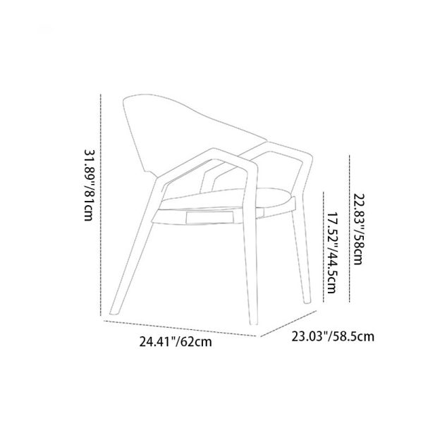 Contemporary Scandinavian Curved Back Microfiber Leather High Resilience Sponge Solid Wood Dining Chair Backrest Armrest For Dining Chair - Image 4