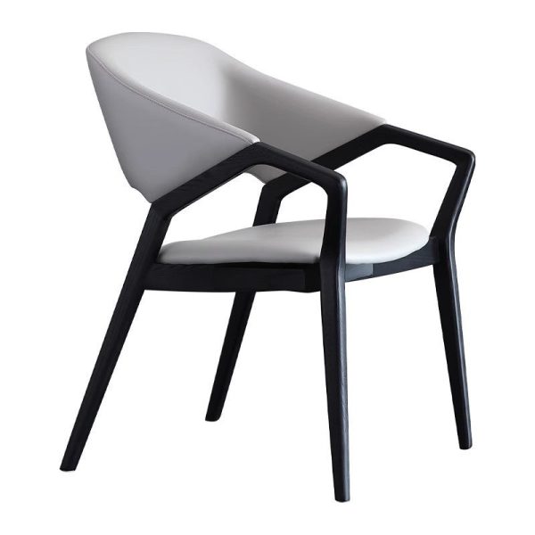 Contemporary Scandinavian Curved Back Microfiber Leather High Resilience Sponge Solid Wood Dining Chair Backrest Armrest For Dining Chair - Image 17