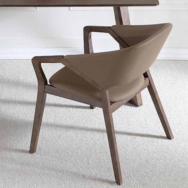Contemporary Scandinavian Curved Back Microfiber Leather High Resilience Sponge Solid Wood Dining Chair Backrest Armrest For Dining Chair - Image 12