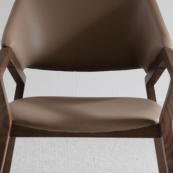 Contemporary Scandinavian Curved Back Microfiber Leather High Resilience Sponge Solid Wood Dining Chair Backrest Armrest For Dining Chair - Image 5