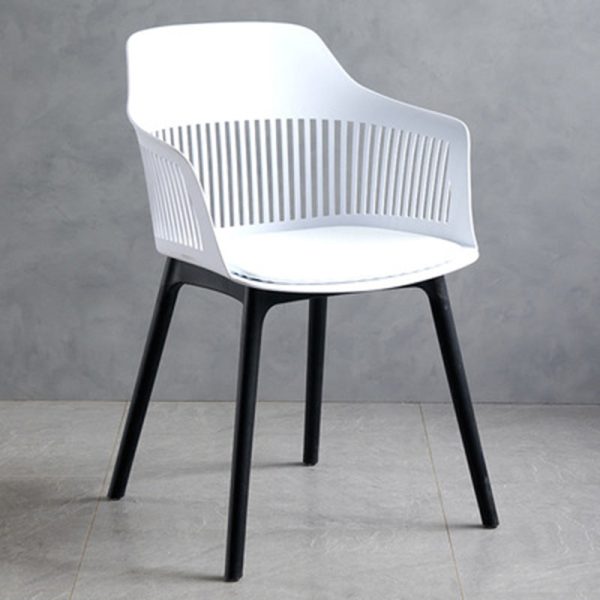 Modern Minimalist Square Plastic Dining Chair Backrest Armrest For Dining Room - Image 28