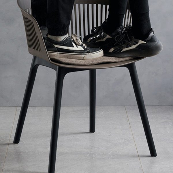 Modern Minimalist Square Plastic Dining Chair Backrest Armrest For Dining Room - Image 10