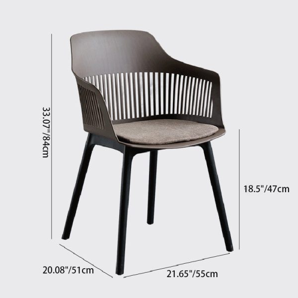 Modern Minimalist Square Plastic Dining Chair Backrest Armrest For Dining Room - Image 4