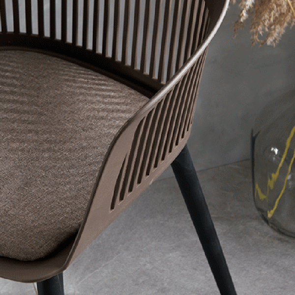 Modern Minimalist Square Plastic Dining Chair Backrest Armrest For Dining Room - Image 8