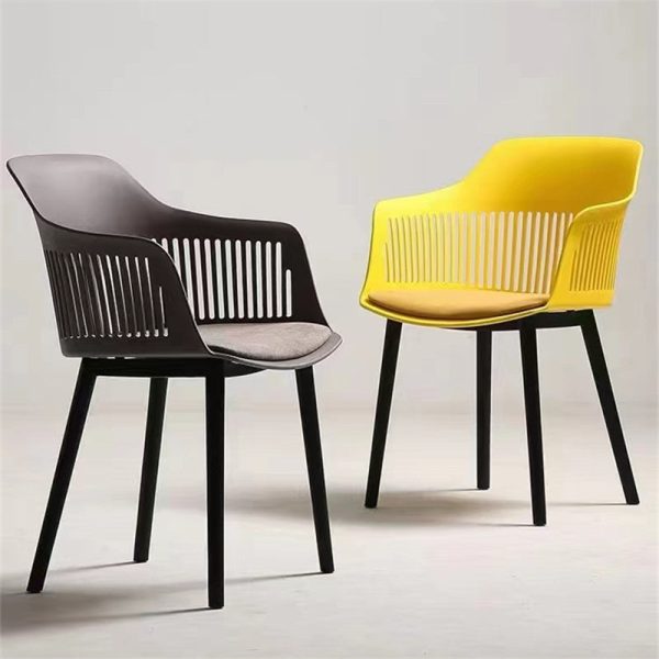 Modern Minimalist Square Plastic Dining Chair Backrest Armrest For Dining Room - Image 17