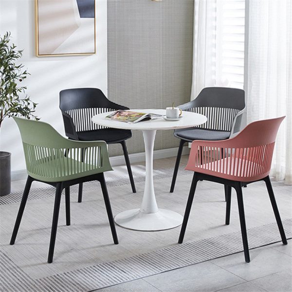 Modern Minimalist Square Plastic Dining Chair Backrest Armrest For Dining Room - Image 19