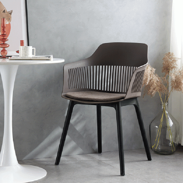 Modern Minimalist Square Plastic Dining Chair Backrest Armrest For Dining Room - Image 3