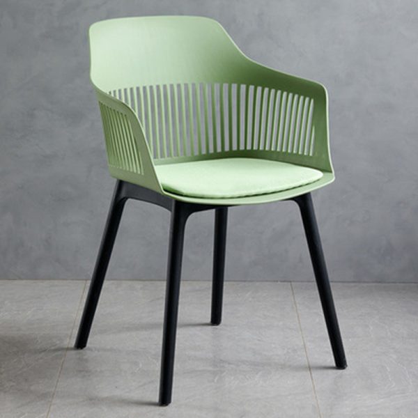 Modern Minimalist Square Plastic Dining Chair Backrest Armrest For Dining Room - Image 29