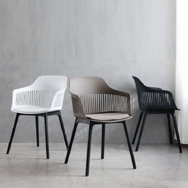 Modern Minimalist Square Plastic Dining Chair Backrest Armrest For Dining Room - Image 13