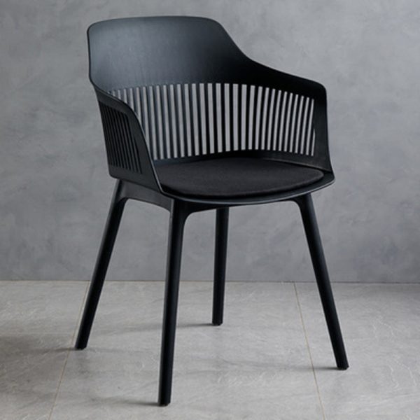 Modern Minimalist Square Plastic Dining Chair Backrest Armrest For Dining Room - Image 21