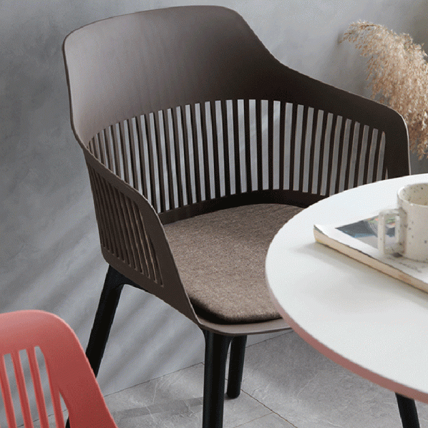 Modern Minimalist Square Plastic Dining Chair Backrest Armrest For Dining Room - Image 12