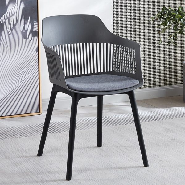 Modern Minimalist Square Plastic Dining Chair Backrest Armrest For Dining Room - Image 22