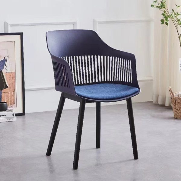Modern Minimalist Square Plastic Dining Chair Backrest Armrest For Dining Room - Image 23