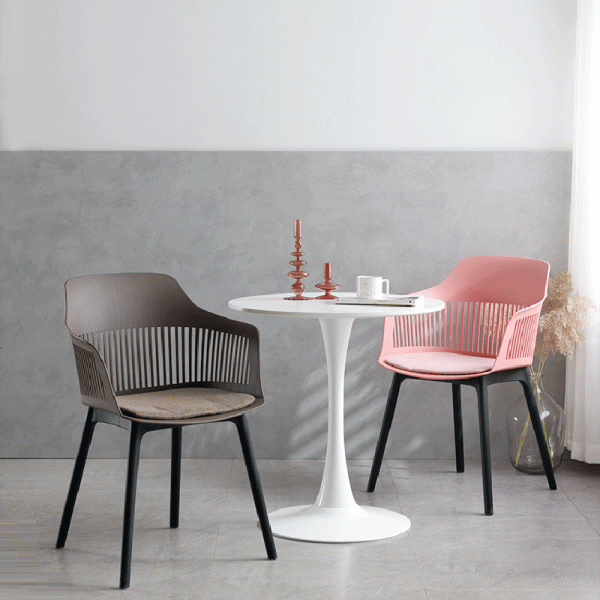 Modern Minimalist Square Plastic Dining Chair Backrest Armrest For Dining Room - Image 14