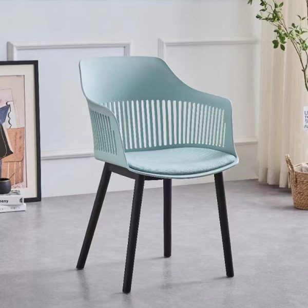 Modern Minimalist Square Plastic Dining Chair Backrest Armrest For Dining Room - Image 27