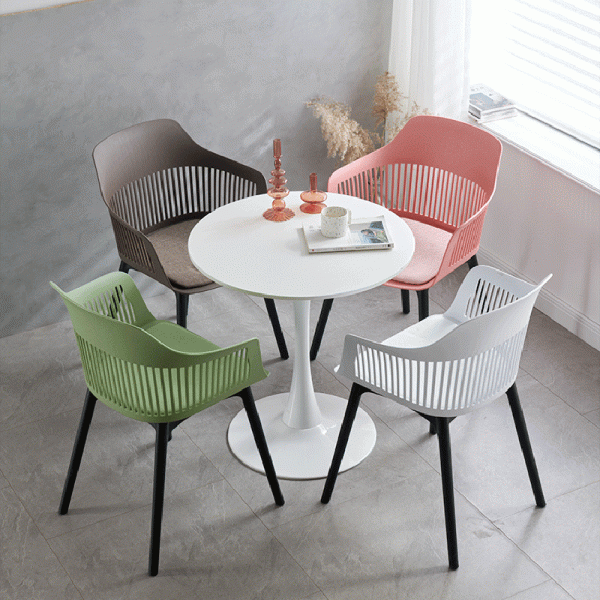 Modern Minimalist Square Plastic Dining Chair Backrest Armrest For Dining Room