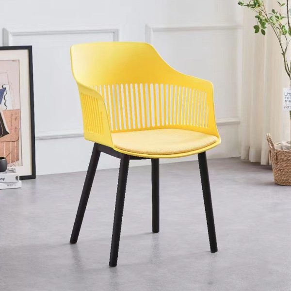 Modern Minimalist Square Plastic Dining Chair Backrest Armrest For Dining Room - Image 24