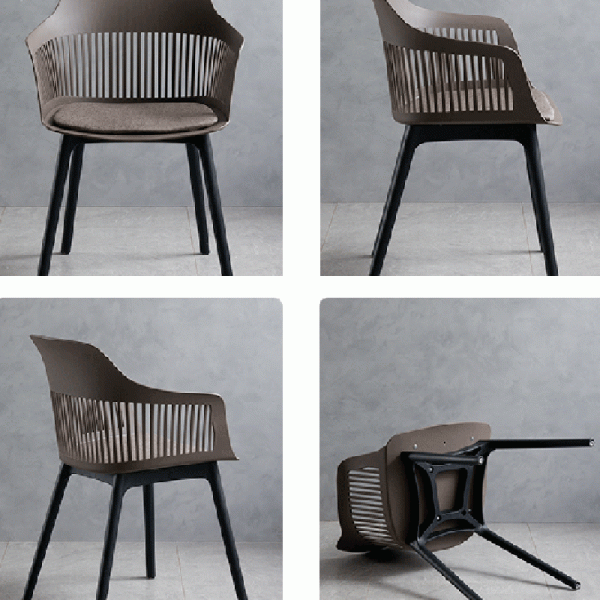 Modern Minimalist Square Plastic Dining Chair Backrest Armrest For Dining Room - Image 11