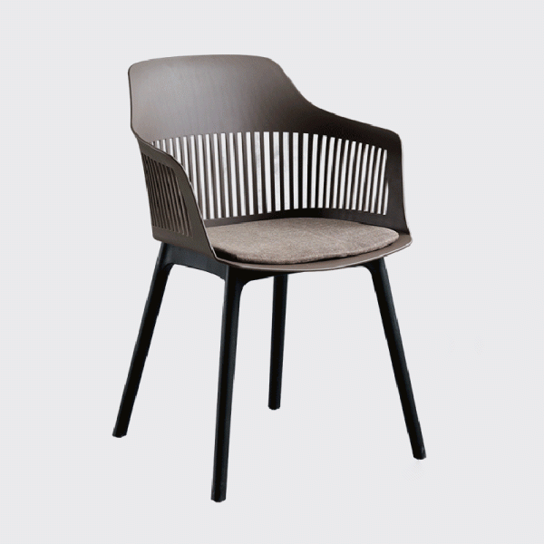 Modern Minimalist Square Plastic Dining Chair Backrest Armrest For Dining Room - Image 30