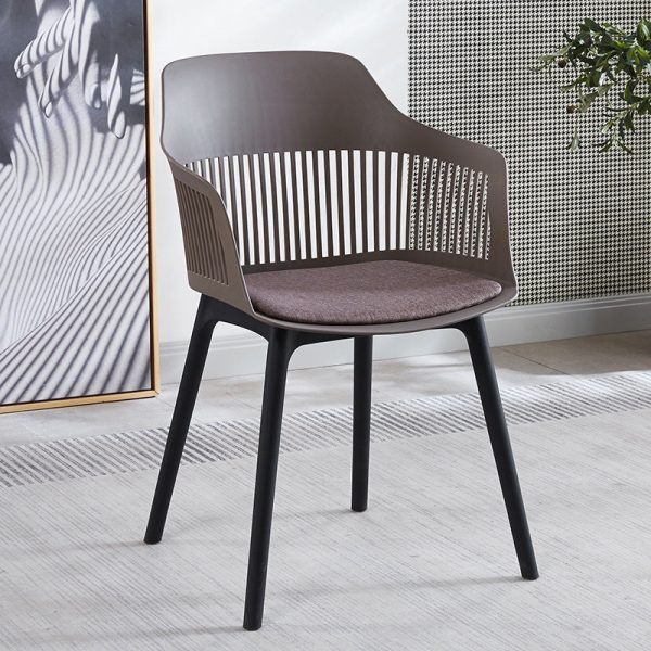 Modern Minimalist Square Plastic Dining Chair Backrest Armrest For Dining Room - Image 26