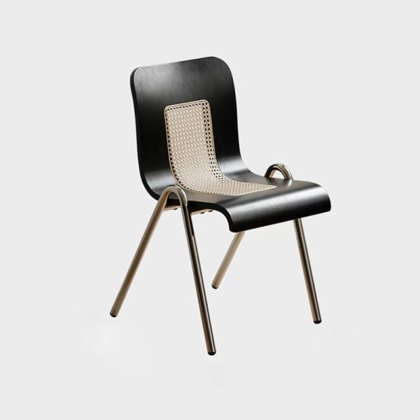 Traditional Japanese Rectangular Solid Wood Stainless Steel Dining Chair Backrest For Dining Room - Image 14