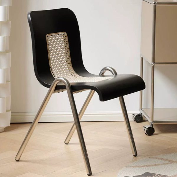 Traditional Japanese Rectangular Solid Wood Stainless Steel Dining Chair Backrest For Dining Room - Image 2