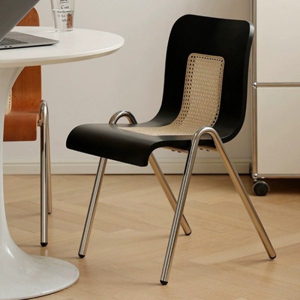 Traditional Japanese Rectangular Solid Wood Stainless Steel Dining Chair Backrest For Dining Room - Image 3