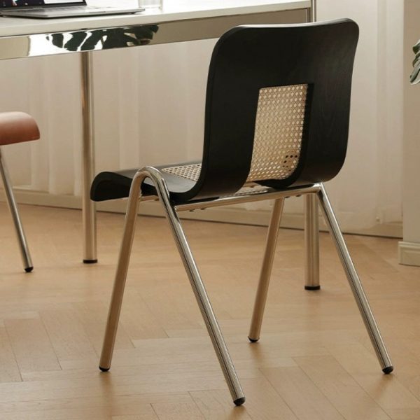 Traditional Japanese Rectangular Solid Wood Stainless Steel Dining Chair Backrest For Dining Room - Image 11