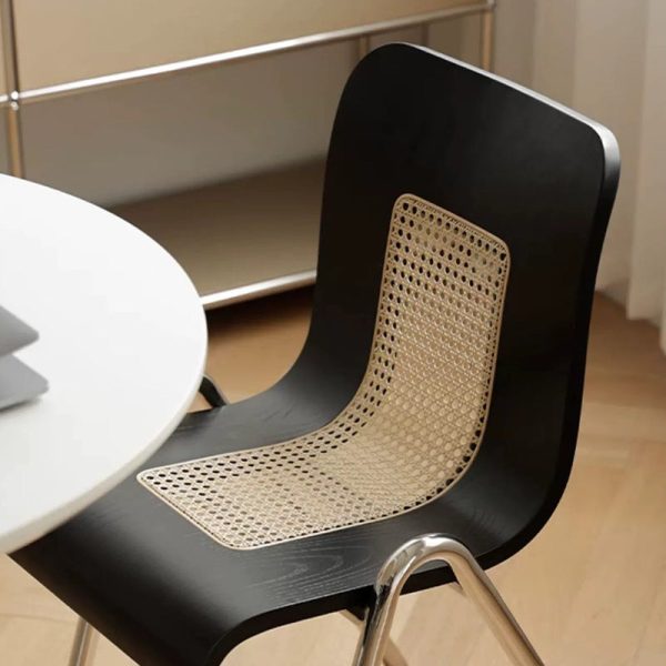 Traditional Japanese Rectangular Solid Wood Stainless Steel Dining Chair Backrest For Dining Room - Image 9