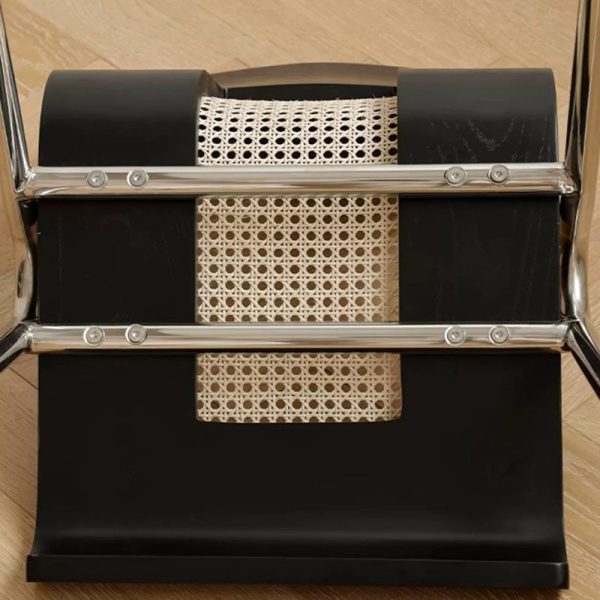 Traditional Japanese Rectangular Solid Wood Stainless Steel Dining Chair Backrest For Dining Room - Image 6