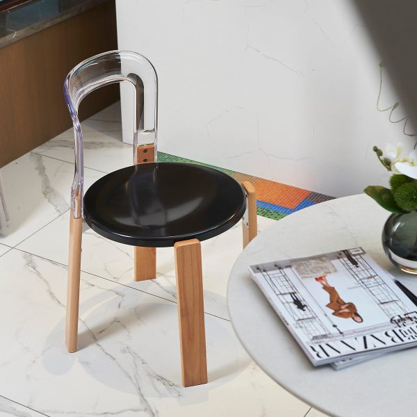 Traditional Vintage Round Plastic Solid Wood Aluminum Dining Chair Backrest For Dining Room - Image 3