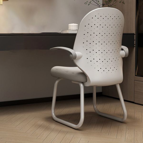 Modern Minimalist Half Round Cushion Plastic Metal High Density Sponge Desk Chair For Home Office - Image 15