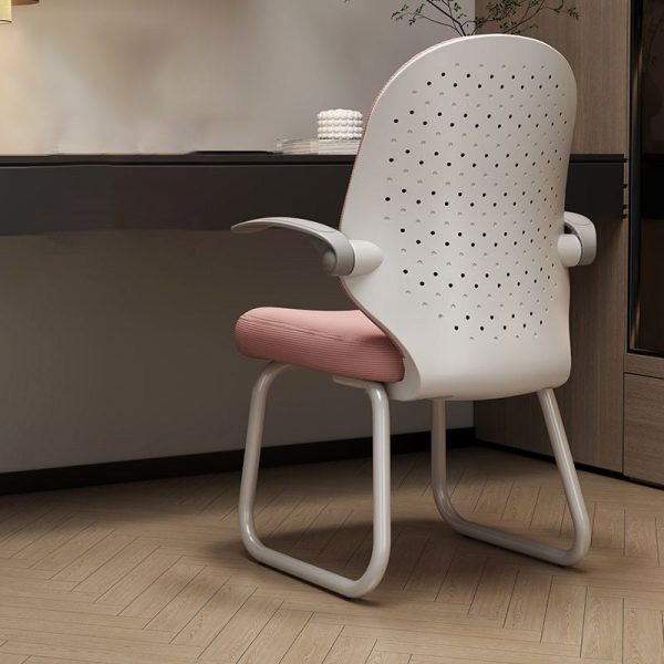 Modern Minimalist Half Round Cushion Plastic Metal High Density Sponge Desk Chair For Home Office - Image 16