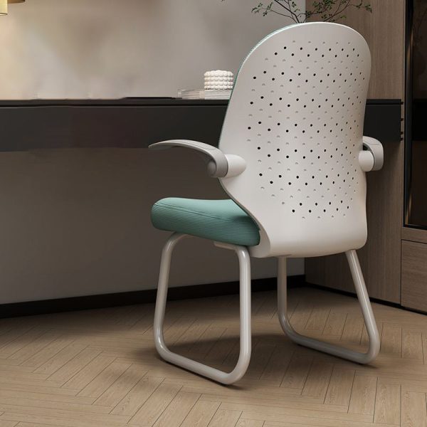 Modern Minimalist Half Round Cushion Plastic Metal High Density Sponge Desk Chair For Home Office - Image 17