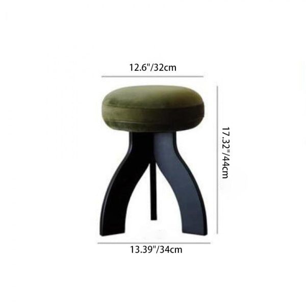 Contemporary Creative Round Lambswool Solid Wood Vanity Stool 3-Leg For Bedroom - Image 4