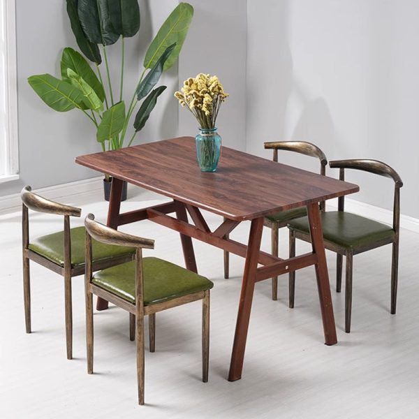 Modern Minimalist Square Leather Carbon Steel Dining Chair Backrest For Dining Room - Image 11