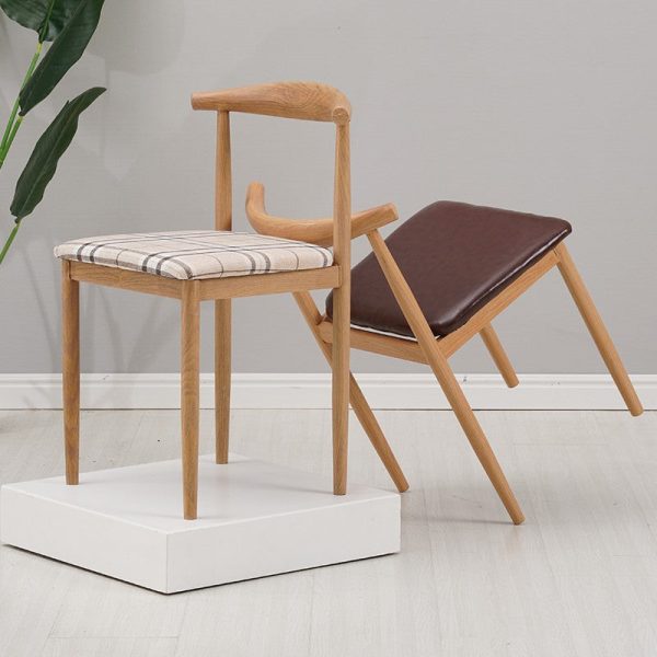 Modern Minimalist Square Leather Carbon Steel Dining Chair Backrest For Dining Room - Image 2