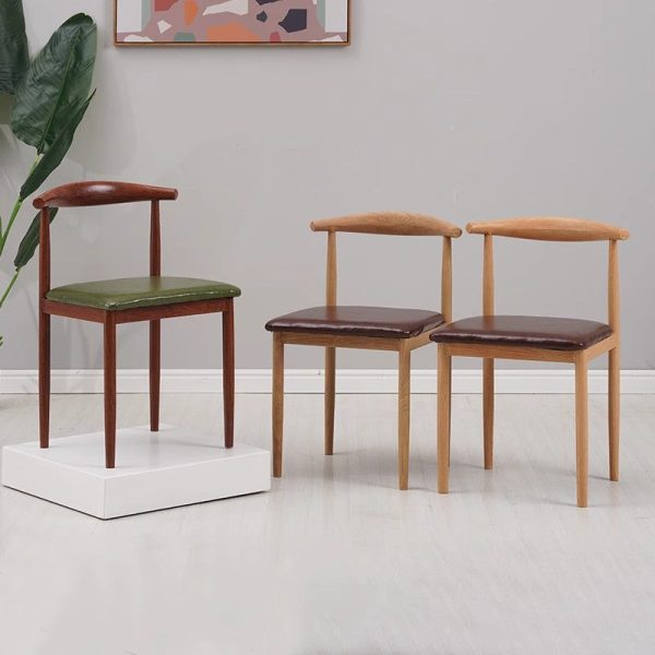 Modern Minimalist Square Leather Carbon Steel Dining Chair Backrest For Dining Room - Image 13