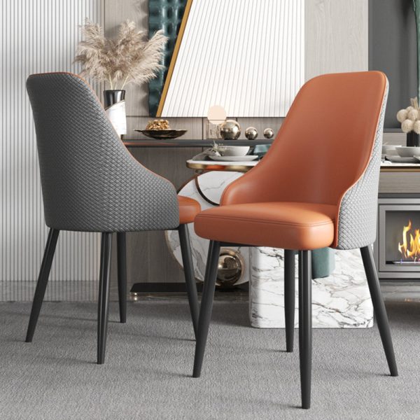 Modern Luxury Trapezoidal Back Leather Carbon Steel Dining Chair Backrest For Dining Room - Image 2