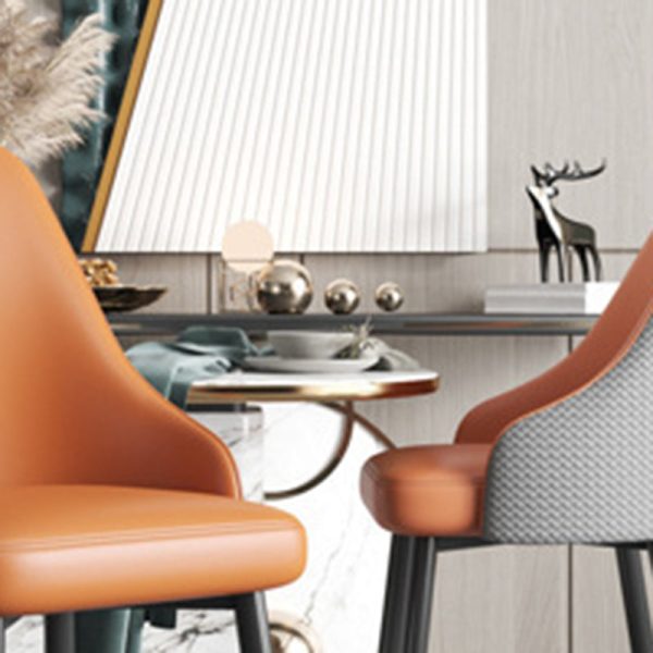 Modern Luxury Trapezoidal Back Leather Carbon Steel Dining Chair Backrest For Dining Room - Image 10