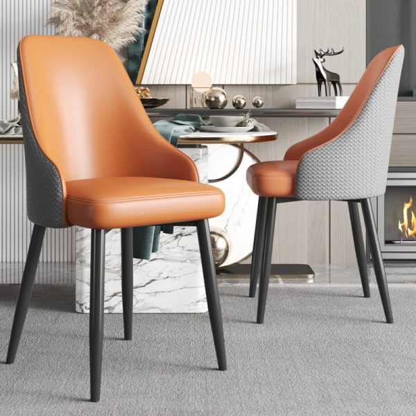 Modern Luxury Trapezoidal Back Leather Carbon Steel Dining Chair Backrest For Dining Room - Image 12