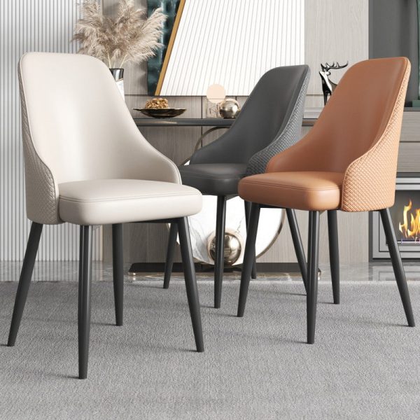 Modern Luxury Trapezoidal Back Leather Carbon Steel Dining Chair Backrest For Dining Room - Image 13