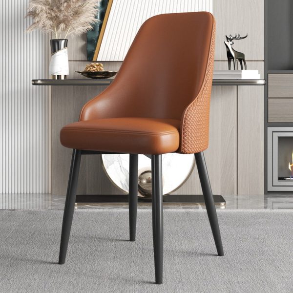 Modern Luxury Trapezoidal Back Leather Carbon Steel Dining Chair Backrest For Dining Room - Image 15