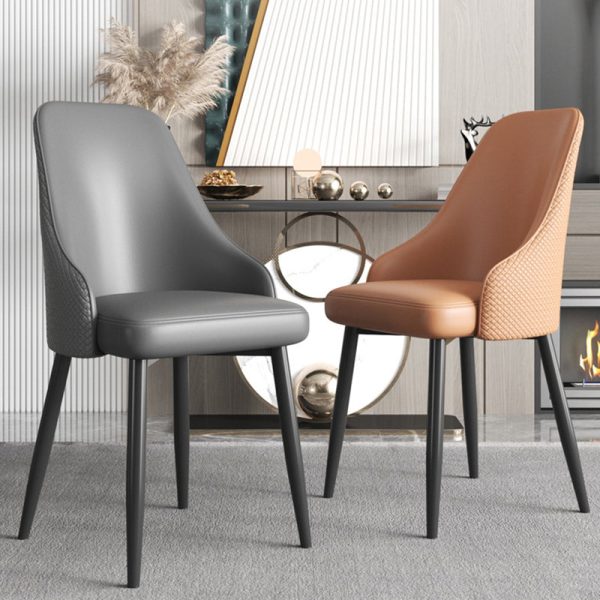 Modern Luxury Trapezoidal Back Leather Carbon Steel Dining Chair Backrest For Dining Room - Image 11