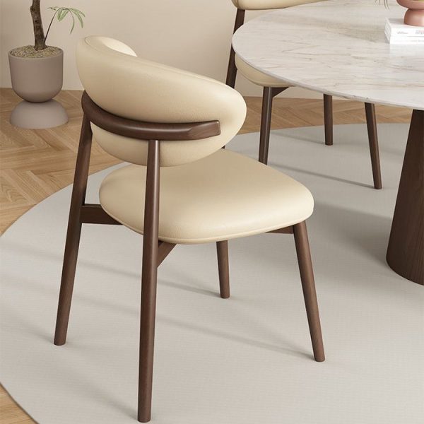 Contemporary Scandinavian Oval Back Solid Wood High Density Sponge Backrest For Dining Room - Image 26