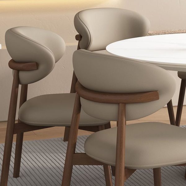 Contemporary Scandinavian Oval Back Solid Wood High Density Sponge Backrest For Dining Room - Image 9