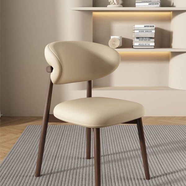 Contemporary Scandinavian Oval Back Solid Wood High Density Sponge Backrest For Dining Room - Image 45