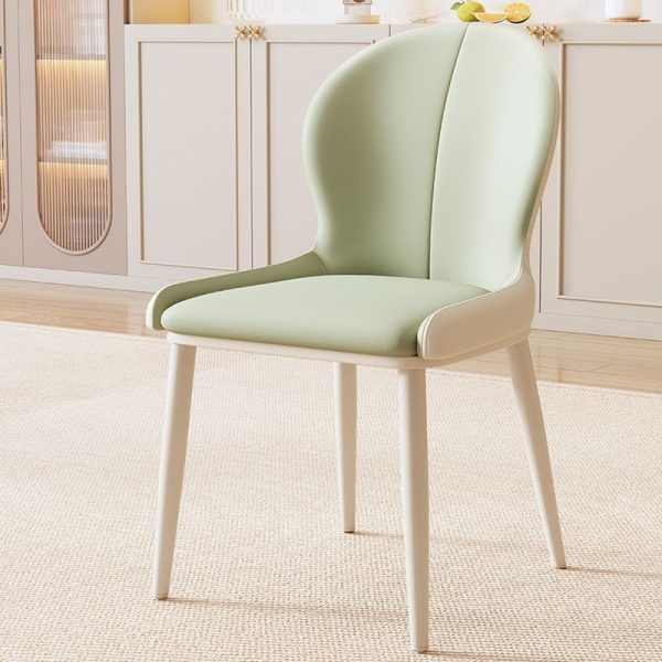 Contemporary Nordic Curved Microfiber Leather Upholstered Dining Chair Backrest For Dining Room - Image 2
