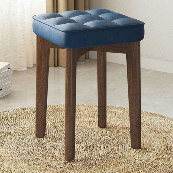 Modern Minimalist Square Solid Wood Leathaire Vanity Stool 4-Leg For Bedroom - Image 22